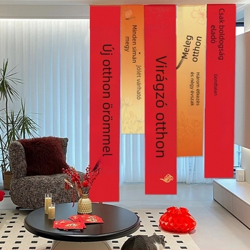 Új otthonhoz szánt textil banner a nappaliba, testreszabható függő dekoráció költözési ceremóniához