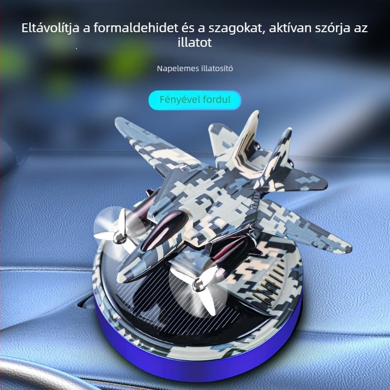 Napenergiával működő forgó autó aromaterápiás diffúzor ABS parfüm tartóval, 5–10 ml, jázmin illat, üléshez való dekoráció