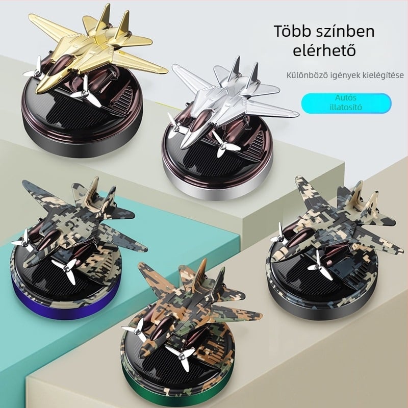 Napenergiával működő forgó autó aromaterápiás diffúzor ABS parfüm tartóval, 5–10 ml, jázmin illat, üléshez való dekoráció