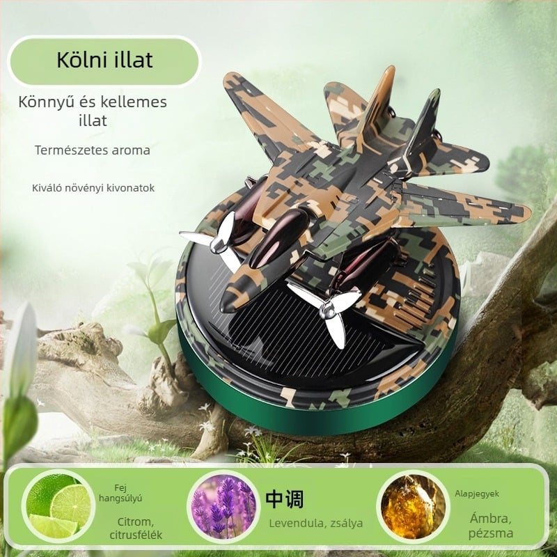 Napenergiával működő forgó autó aromaterápiás diffúzor ABS parfüm tartóval, 5–10 ml, jázmin illat, üléshez való dekoráció