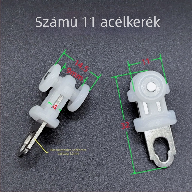 Integrált mennyezetes cellás paneles függönydoboz vezetősínhez: ötvözet csapágyas görgő, dugófedél és végzáró fej.