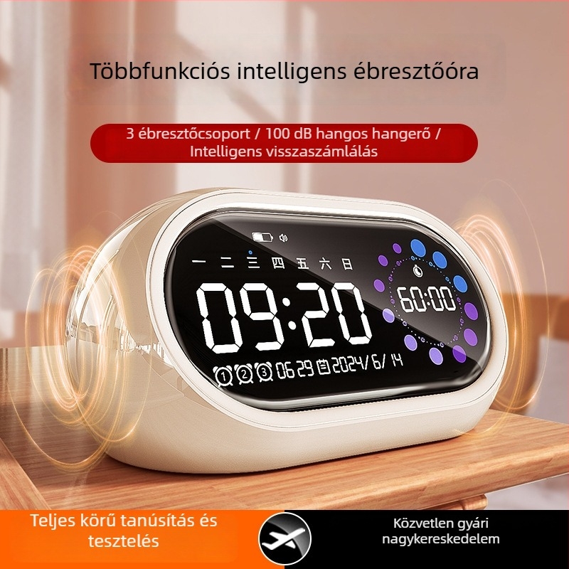 Tölthető intelligens ébresztőóra diákok számára időzítővel és értesítésekkel, nagy hangerővel, USB-vel és LED-kijelzővel