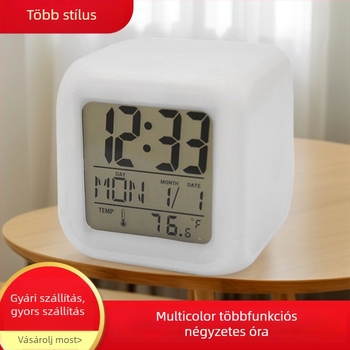 Emry ébresztőóra LCD-kijelzővel, elektronikus működéssel, elemes tápellátás, hőmérő, naptár és világítás