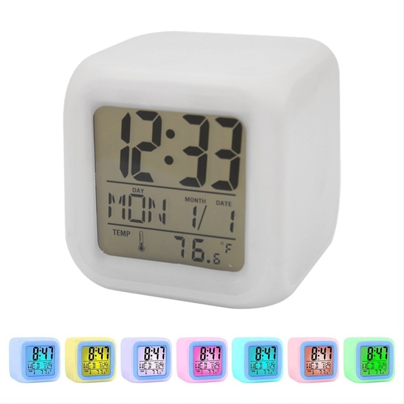 Emry ébresztőóra LCD-kijelzővel, elektronikus működéssel, elemes tápellátás, hőmérő, naptár és világítás
