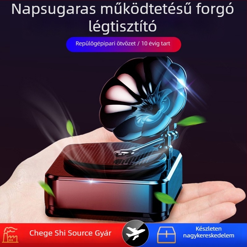 Gramofon-stílusú autó aromaterápiás dísz – cinkötvözet, ülésparfüm, Ocean Wood illat, 360 g, illat 90 napnál tovább tart