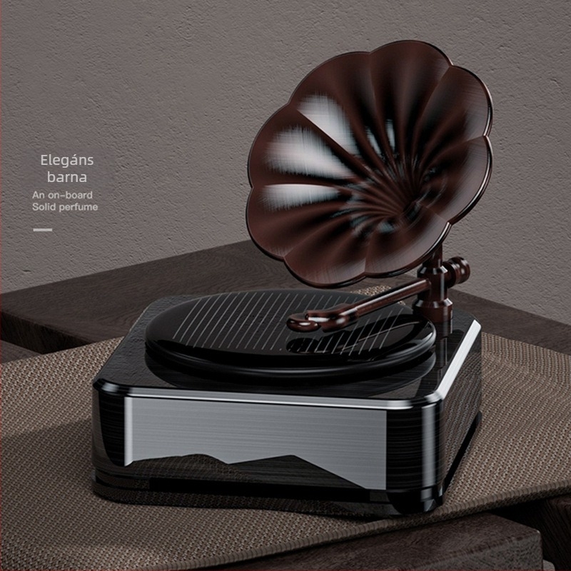 Gramofon-stílusú autó aromaterápiás dísz – cinkötvözet, ülésparfüm, Ocean Wood illat, 360 g, illat 90 napnál tovább tart