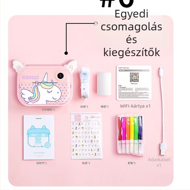 Gyerekeknek szánt instant kamera Wi-Fi átvitellel, C3 PRO, 12 MP, 2.0 hüvelykes LCD, TF-kártya tárhely, ABS ház