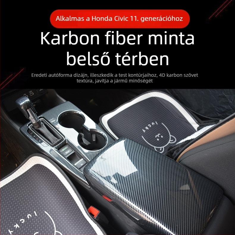 Honda Civic 11. generációhoz készült belső módosító alkatrész: középkonzol panelkeret, hátsó légáramló nyílás üvegkapcsolóval, ABS anyag