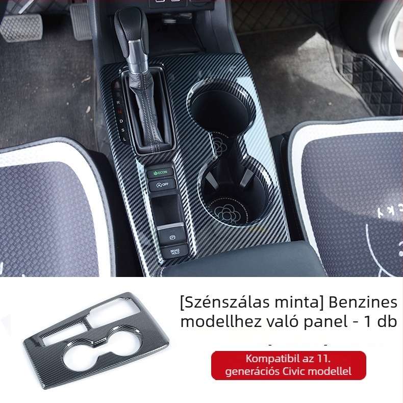 Honda Civic 11. generációhoz készült belső módosító alkatrész: középkonzol panelkeret, hátsó légáramló nyílás üvegkapcsolóval, ABS anyag