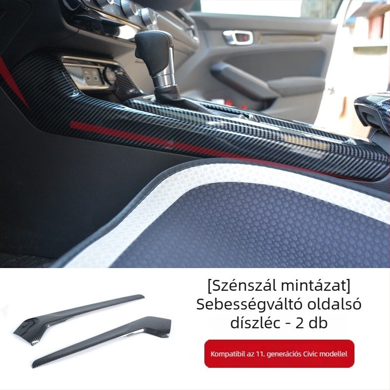 Honda Civic 11. generációhoz készült belső módosító alkatrész: középkonzol panelkeret, hátsó légáramló nyílás üvegkapcsolóval, ABS anyag