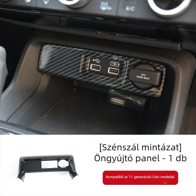 Honda Civic 11. generációhoz készült belső módosító alkatrész: középkonzol panelkeret, hátsó légáramló nyílás üvegkapcsolóval, ABS anyag