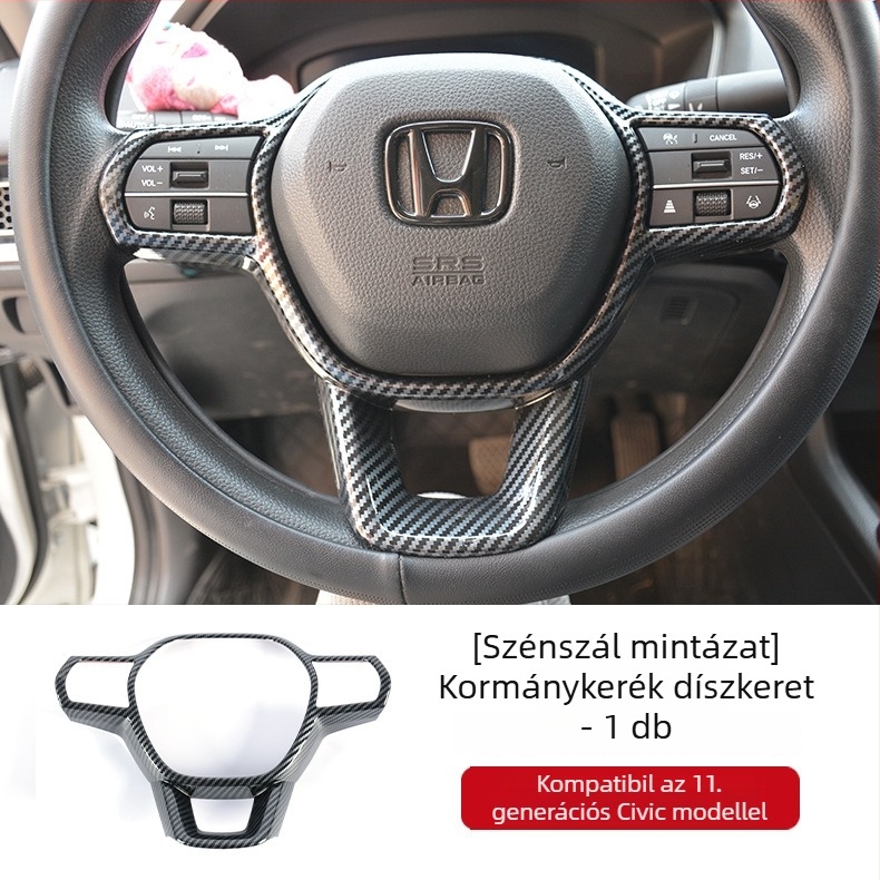 Honda Civic 11. generációhoz készült belső módosító alkatrész: középkonzol panelkeret, hátsó légáramló nyílás üvegkapcsolóval, ABS anyag