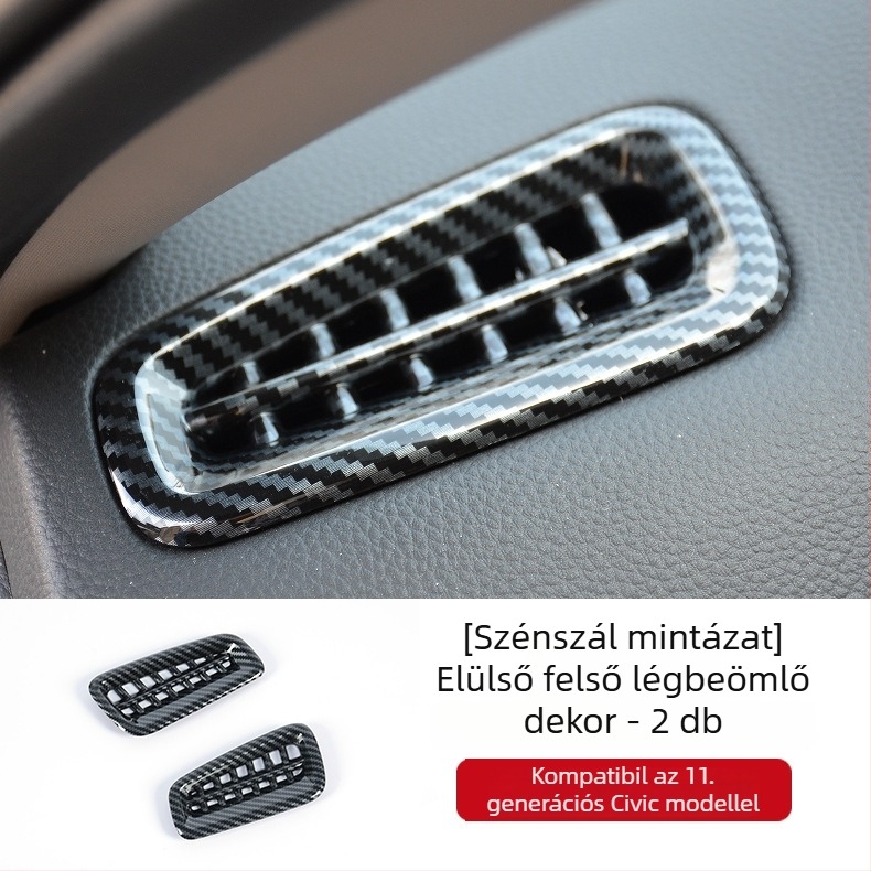 Honda Civic 11. generációhoz készült belső módosító alkatrész: középkonzol panelkeret, hátsó légáramló nyílás üvegkapcsolóval, ABS anyag