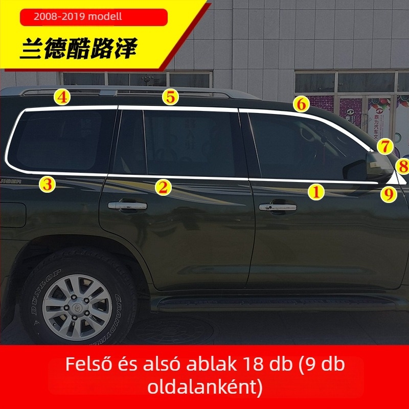 Toyota Prado/Land Cruiser (2004–2020) ablakszéli díszítő sávok – karosszéria dekoratív matricák