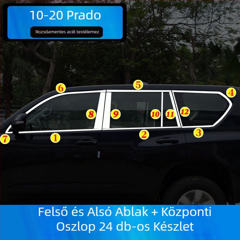 Toyota Prado/Land Cruiser (2004–2020) ablakszéli díszítő sávok – karosszéria dekoratív matricák