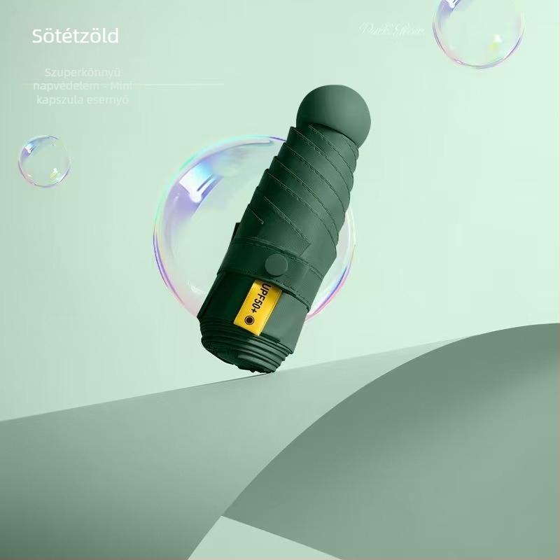 Napsütés- és esőhasználatú esernyő, megerősített hatszögletű bordázat, manuális nyitás-zárás, UPF >50, testreszabható.