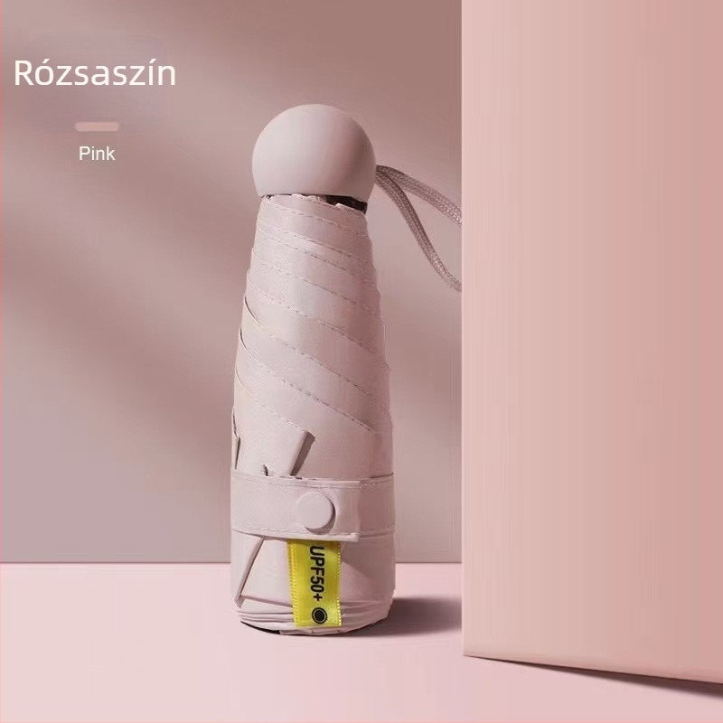 Napsütés- és esőhasználatú esernyő, megerősített hatszögletű bordázat, manuális nyitás-zárás, UPF >50, testreszabható.