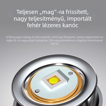 Hordozható LED zseblámpa fehér lézerrel, kültéri nagy világítófény merüléshez