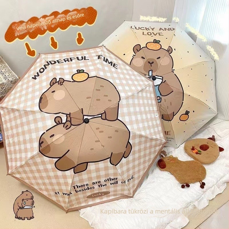 Vinil 190T anyagú napernyő, összecsukható, 8 acél bordázat, automata nyitás, félautomata zárás, UPF > 30