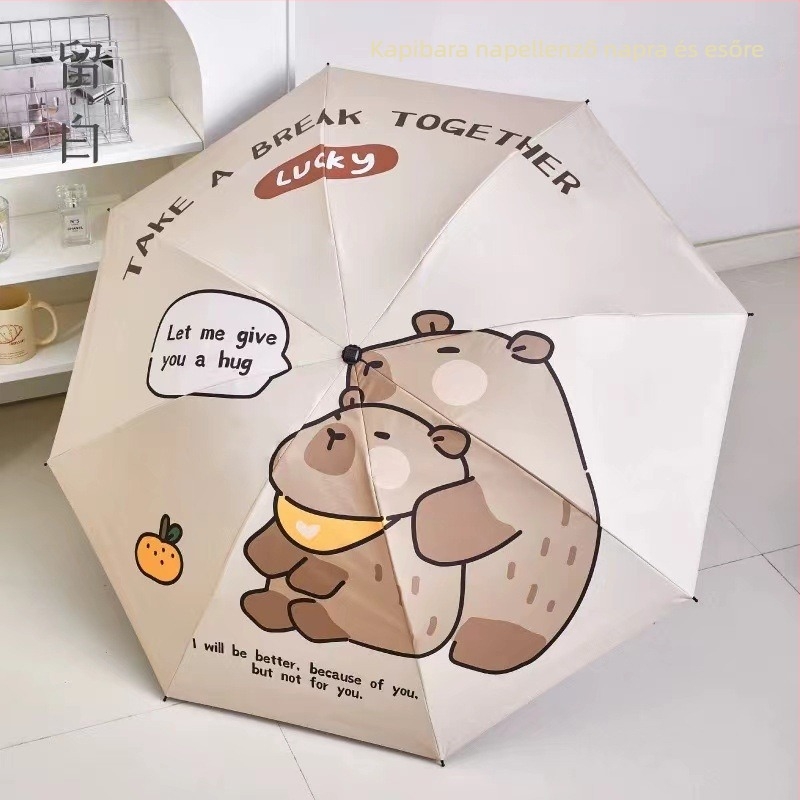 Vinil 190T anyagú napernyő, összecsukható, 8 acél bordázat, automata nyitás, félautomata zárás, UPF > 30