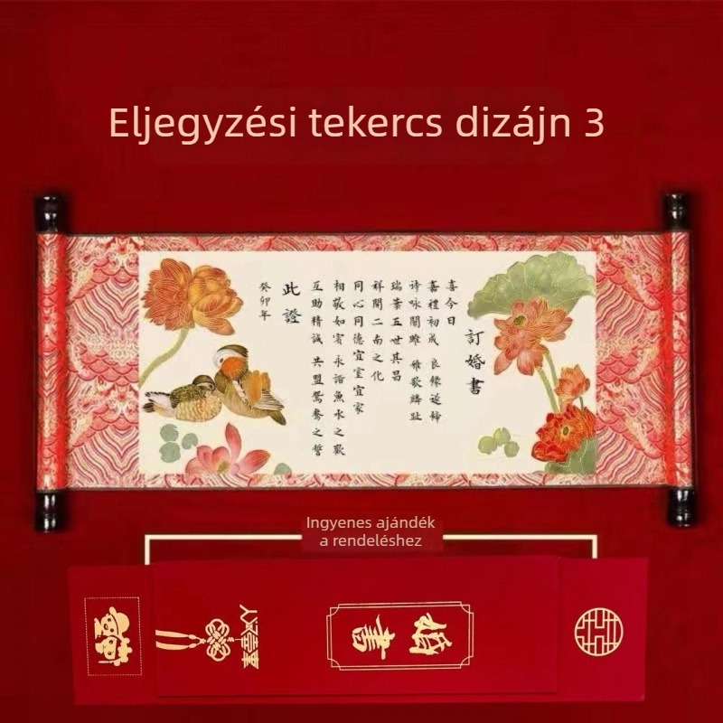 Kínai stílusú kerámiából készült esküvői tekercs, eljegyzési levél, egyéb esküvői kellékek (anyag: kerámia; használat: esküvő; kategória: egyéb esküvői kellékek; import: nem)