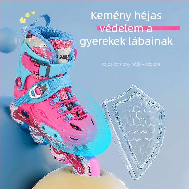 Gyerekeknek szóló profi inline korcsolyák alumíniumötvözetes vázzal, könnyűek és strapabírók.