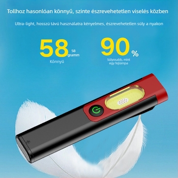 Zseblámpa COB LED-del, COB fényforrás, 5W, 300mAh akkumulátor, alumíniumötvözet test, max. 50 m hatótávolság