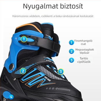 Gyerekek inline korcsolyái világító PU kerekekkel, egy soros kerékrendszer, csúszásmentes talp