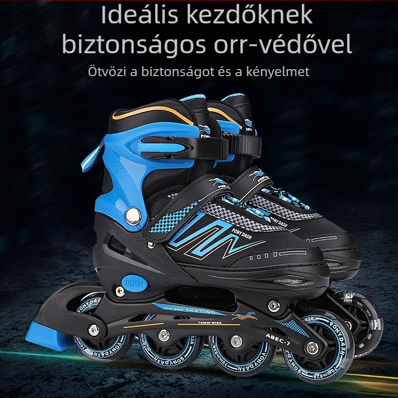 Gyerekek inline korcsolyái világító PU kerekekkel, egy soros kerékrendszer, csúszásmentes talp