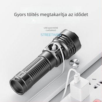 Tölthető merülő-zseblámpa LED-del, alumínium ötvözet, 800 mAh, hatótávolság 100–200 m