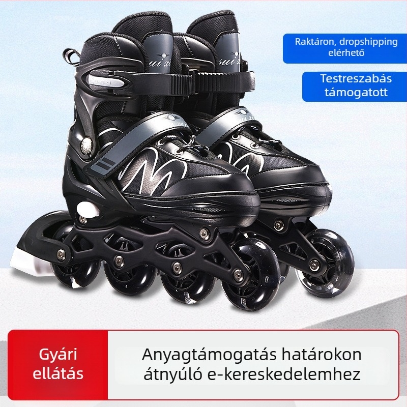 Gyerekeknek készült görkorcsolya, 3–12 év, uniszex inline korcsolya LED kerekekkel