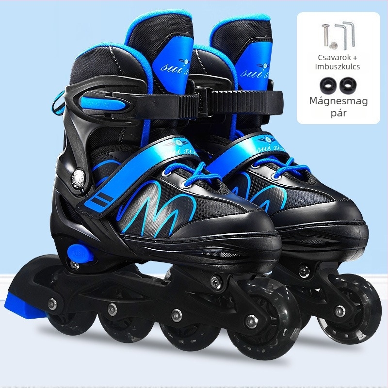 Gyerekeknek készült görkorcsolya, 3–12 év, uniszex inline korcsolya LED kerekekkel
