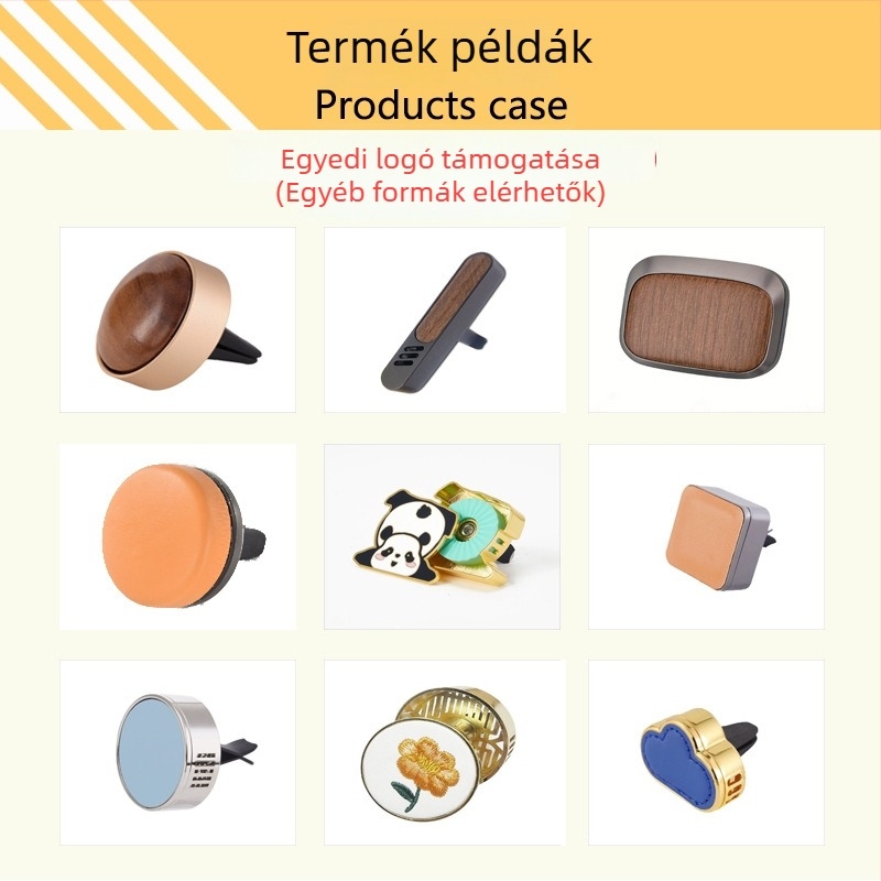 Logóval ellátott egyedi luxus autóventilációs klipsz – fém parfüm tartó, 10–20 ml, bőr és óceán illat, 61–90 nap párolgási idő, One Gift