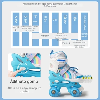 Gyerek görkorcsolya kezdőknek – fiúk és lányok számára, négy kerék, dupla sor, PVC felsőrész, talp 20213