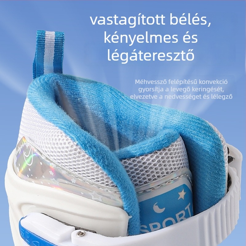 Gyerek görkorcsolya kezdőknek – fiúk és lányok számára, négy kerék, dupla sor, PVC felsőrész, talp 20213