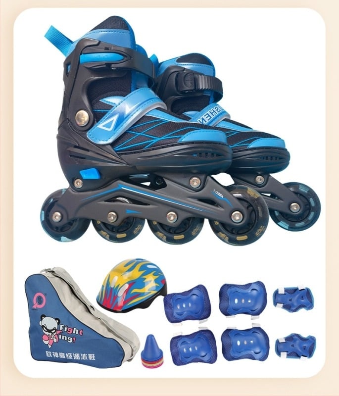 Gyerekeknek inline görkorcsolya kezdőknek — PU hálós felsőréteg, gumírozott talp, PU kerekek egy sorban