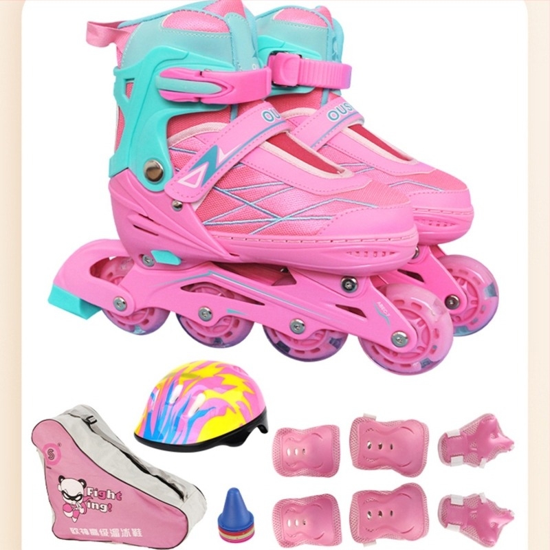 Gyerekeknek inline görkorcsolya kezdőknek — PU hálós felsőréteg, gumírozott talp, PU kerekek egy sorban