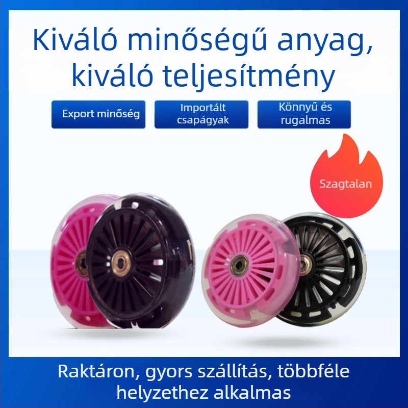 120 mm-es PU görgő görkorcsolyához, babakocsihoz, bevásárlókocsihoz és kerekesszékhez – csendes, csapágy nélküli