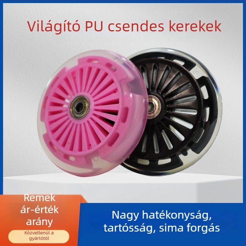 120 mm-es PU görgő görkorcsolyához, babakocsihoz, bevásárlókocsihoz és kerekesszékhez – csendes, csapágy nélküli
