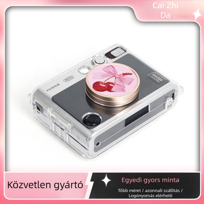 Polaroid mini evo kamera védőfedél bőrből készült objektív matricával – por- és karcolásálló, anti-lost, aranyos karikatúra dizájn