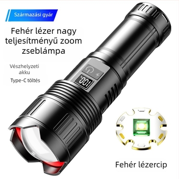 Alumíniumötvözetből készült zseblámpa Type-C bemenettel, teleszkópos zoom, 30W, 7200 mAh akkumulátor, 500 m+ hatótáv