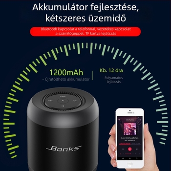 AI hangvezérléses Bluetooth hangszóró kártyahellyel, 5W kimenet, beépített 1200mAh akkumulátor, Bluetooth 5.1, frekvencia-tartomány 20 Hz–20 kHz