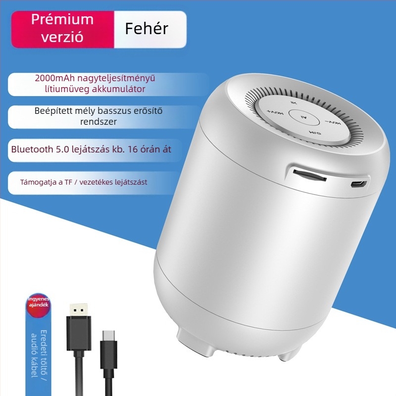 AI hangvezérléses Bluetooth hangszóró kártyahellyel, 5W kimenet, beépített 1200mAh akkumulátor, Bluetooth 5.1, frekvencia-tartomány 20 Hz–20 kHz