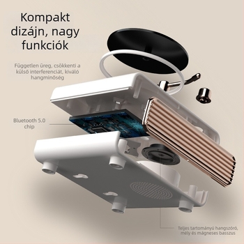 Bluetooth audio retro forgó lemezjátszóval és atmoszférikus fénnyel, vezeték nélküli töltésű hangszóró