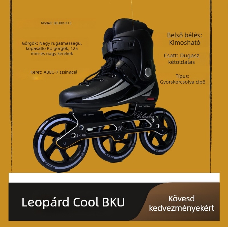 Görkorcsolya felső része PP és talp PP, egy sor kerekek, poliuretán kerekek, márka Leopard cool bku