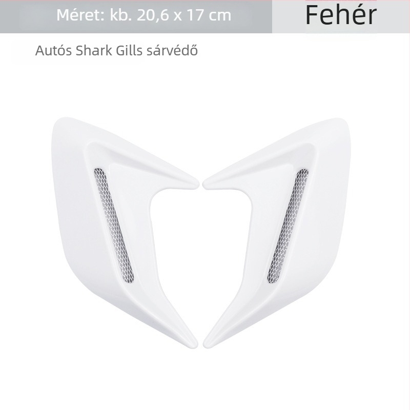 Cápa kopoltyú stílusú oldalsó szellőző dekor autóhoz, ABS anyag + dupla ragasztó; szimulált oldalsó légcsatorna; univerzális kompatibilitás