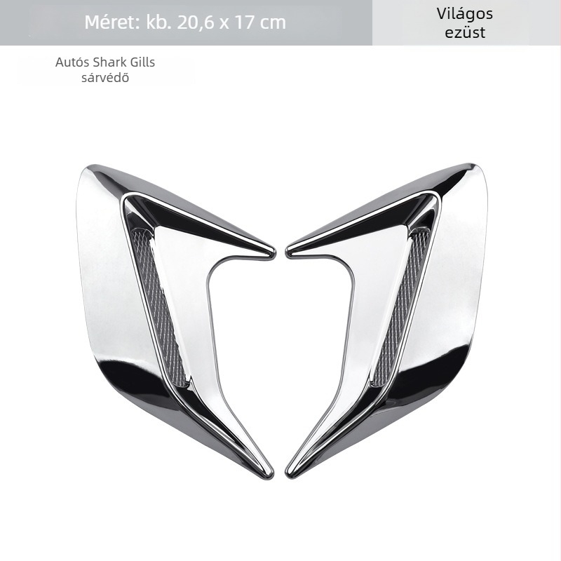 Cápa kopoltyú stílusú oldalsó szellőző dekor autóhoz, ABS anyag + dupla ragasztó; szimulált oldalsó légcsatorna; univerzális kompatibilitás