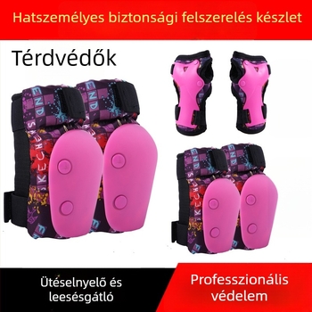 Gyerekeknek készült védőfelszerelés rollerhez — térd-, könyök- és csuklóvédők, habos anyagból