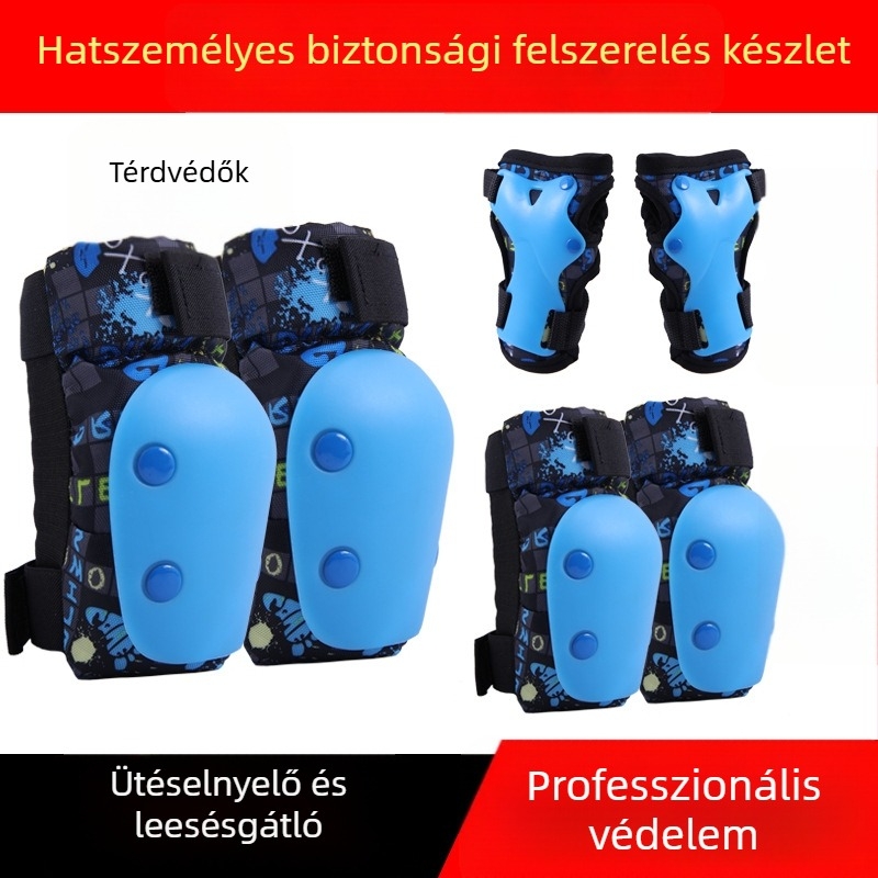 Gyerekeknek készült védőfelszerelés rollerhez — térd-, könyök- és csuklóvédők, habos anyagból
