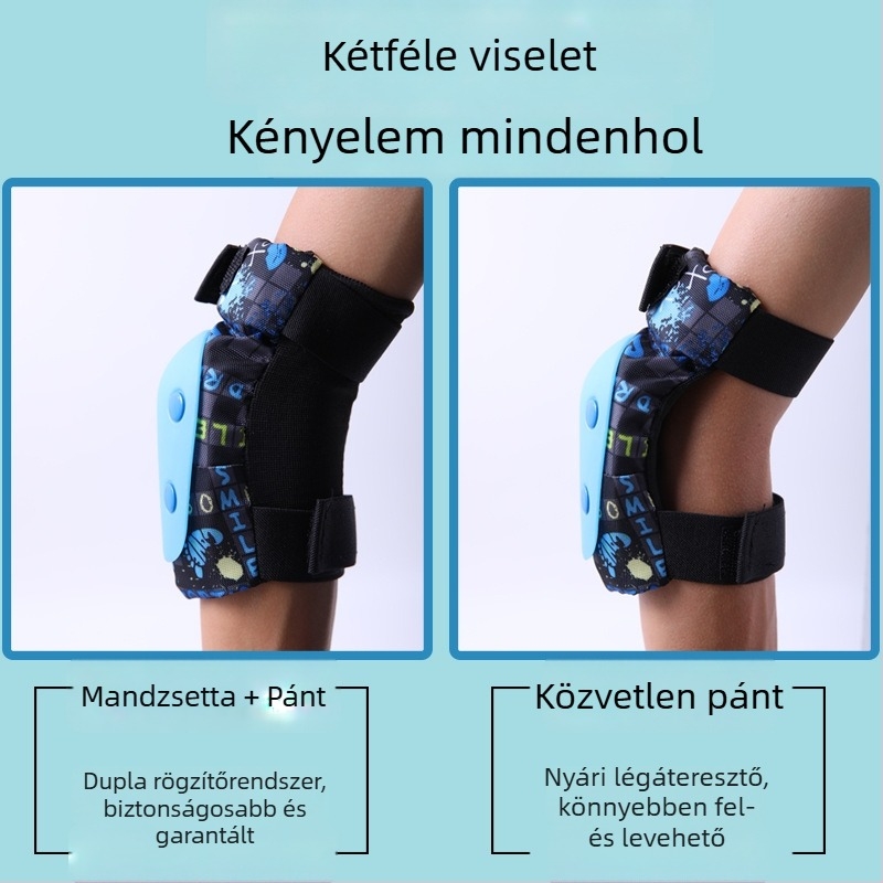 Gyerekeknek készült védőfelszerelés rollerhez — térd-, könyök- és csuklóvédők, habos anyagból